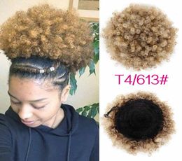 Synthetisch krullend haar paardenstaart Afro-Amerikaanse korte Afro Kinky krullend wrap Synthetisch trekkoord Bladerdeeg paardenstaart haarextensies3544243