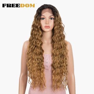 Synthétique Bouclés Dentelle Perruques Pour Les Femmes Noires Crépus Bouclés 30 Pouces Cheveux Bruns Perruques Avec Des Cheveux De Bébé Résistant À La Chaleur 230524