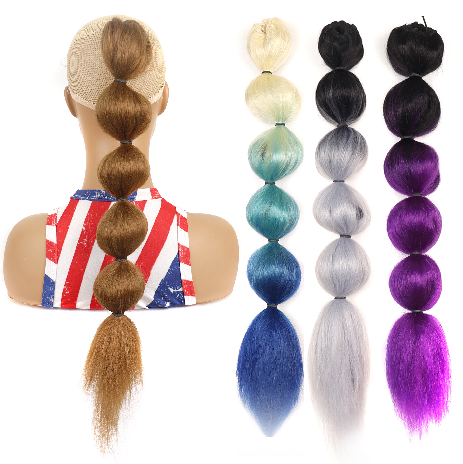 Sentetik Drawstring Ponytail Uzantıları Fener Ponytails Kabarık Kabarcık Uzun At kuyruğu Moda Doğal Isıya Dayanıklı Elyaf