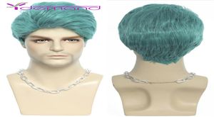 Wigs de cosplay vert synthétique Homme bouclé coiffure thermique Male Wig6110513