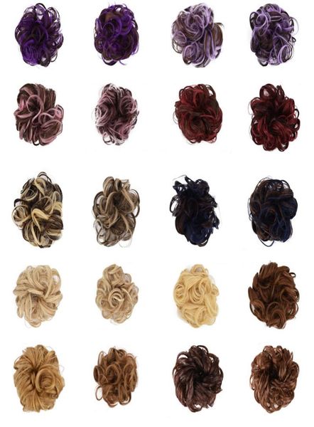 Cheveux synthétiques frange blond chignon désordonné bouclé extension anneau chignon postiche ornements de chaîne chouchous faux cheveux cravates7572342