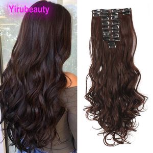 Synthetisch Haar Clip-in Hair Extensions 22 inch Hoge Temperatuur Fiber 12 Stuks/partij 2 #1B #30 #33 # Kleur