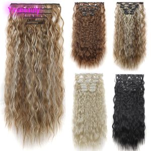 Pince à cheveux synthétique dans les Extensions de cheveux bouclés maïs Tangs 140g 6 pièces/ensemble pinces en fibres sur