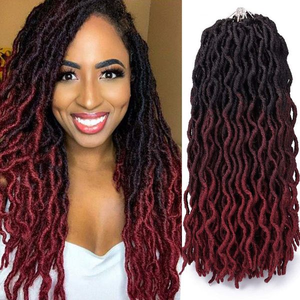 Cheveux Synthétiques Dreadlocks Ombre Ondulés Déesse Bouclée Gypsy Faux Locs Faux Serrures Crochet Tresse Extensions De Cheveux Pour Les Femmes Noires