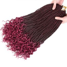 Synthetische haarextensies 18 inch Senegalese Twist Crochet Ombre Vlechten Krullend Haar Einde Synthetische Haarverlenging 30Strands / PCS