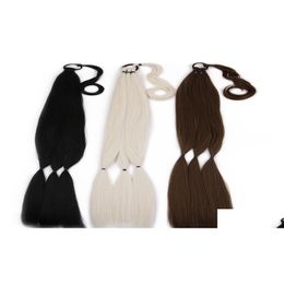 Synthetische hair extensions 34 inch 180g gevlochten paardenstaart lang zwart haarstukje paardenstaart met stropdas voor vrouwen hoge temperatuur vezel88825 Dhazl