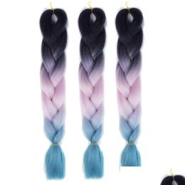Extensiones de cabello sintético Big Braid Colorf Fibra de alta temperatura 100G Trenzas sucias 11 55 54 Productos de entrega de color Dhepk