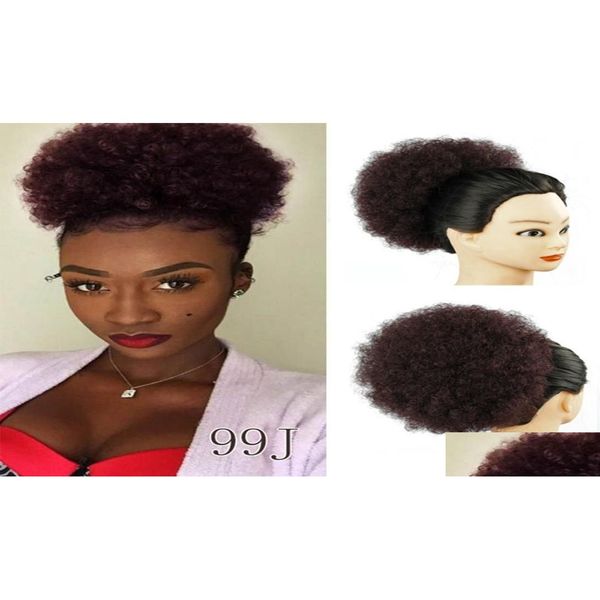 Extensions de cheveux synthétiques Clip de mise à jour Curly Kinky pour Afro Bun 13 Couleurs 60G DSTRING CHIGNON BUN7631690 DROP DIVRITE