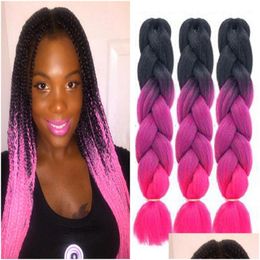 Extensions de Cheveux Synthétiques Ombre Xpression Tressage Trois Tons Jumbo Crochet Tresses Cheveux 24 Pouces Tresse 100 Kanekalon Wh0248 Drop D Dhopw