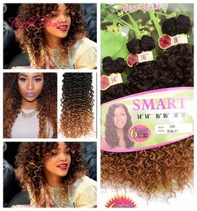 Synthetische haarextensies Smart Quality Ombre Color Inslag 6 stks / pakketten Jerry Curl Haak Hair Extensions Haak Vlechten Haar Weefsels