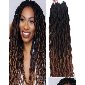 Extensiones de cabello sintético Onda Ombre Rizado Cloghet Trenzado Diosa Faux Locs 18 pulgadas Rastas suaves Dreadlocks para entrega de gota Produ DHCML