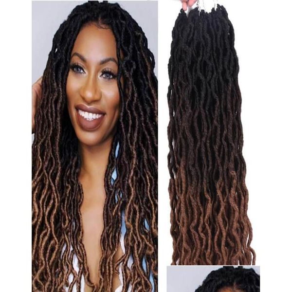 Extensions de cheveux synthétiques vague Ombre bouclée Clogget tressage déesse Faux Locs 18 pouces doux Dreads Dreadlocks pour livraison directe Produ Dhcml