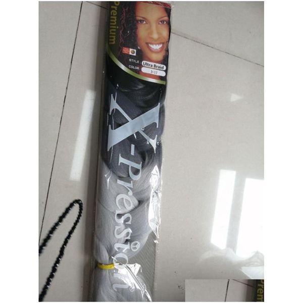 Extensions de cheveux synthétiques Traidage de xpression en gros 82 pouces 165g pack Kanekalon Traids de single couleur