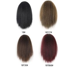 Extensions de cheveux synthétiques Yaki queue de cheval dessiner corde queue de cheval haute température fibre 1B crépus droite 1BT27 #