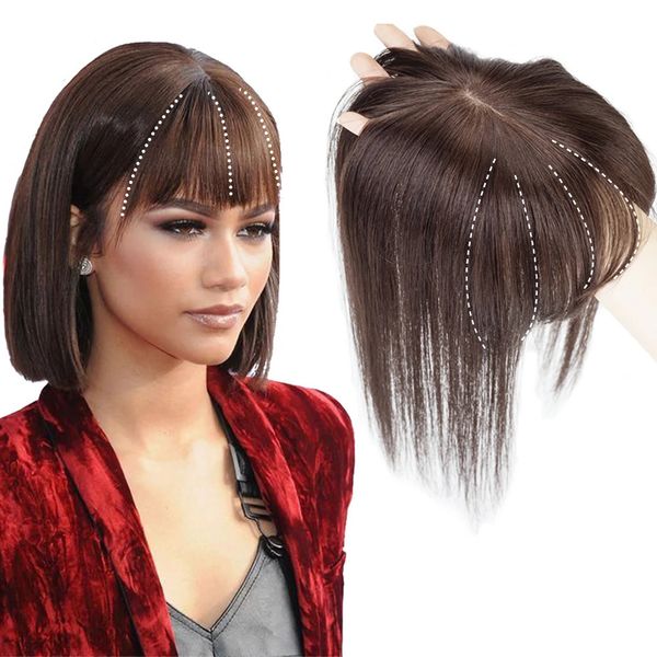 Cheveux synthétiques faux clip de frange en bang couvercle blancs blancs naturels invisible front bang pur pour femmes poitrine de perruque 240403