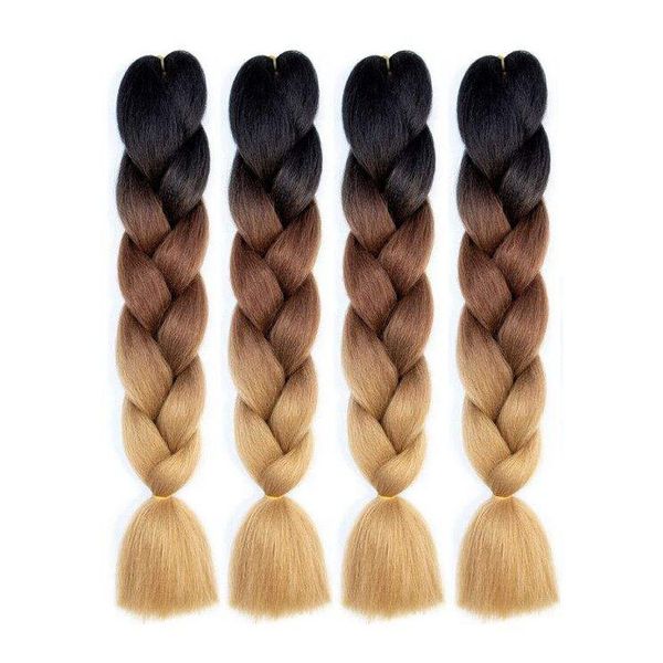 Cheveux synthétiques super jumbo tresses de cheveux synthétiques texture yaki ombre