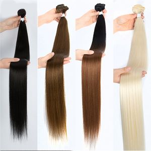 Las tramas sintéticas del pelo lían extensiones coloreadas suaves largas rectas naturales del pelo para la mujer