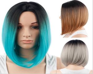 Wig à cheveux synthétiques Bob Bob Wig Ombre Couleur 12 pouces résistantes à la chaleur Pernes de cheveux synthétiques Style 8430019