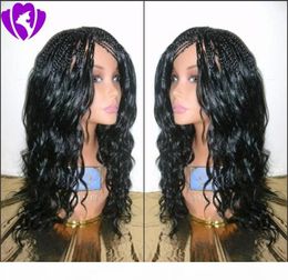 Perruque avant en dentelle synthétique 20inch Boîte tressée tresses Perruque pour femme noire End Baby Cheveux Fiber à haute température4307615