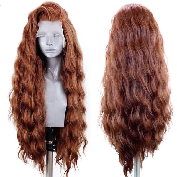 Pernes avant en dentelle synthétique pour femmes noires Natural Hirline Hair synthétique Perruque Long Brown Wig Pré-cueillette Cosplay 240416