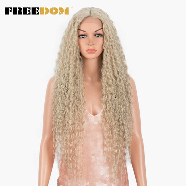 Synthétique Dentelle Perruques Longue Perruque Bouclée 30 pouces Omber Rouge Blonde Perruque lolita Cheveux Perruques Résistant À La Chaleur Fibre Cosplay Perruque 230524