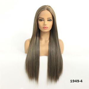 Synthétique Lacefrontal Perruque Simulation Cheveux Humains Avant de Lacet Perruques 12 ~ 26 pouces Soyeux Droite Haute Température Soie Perruques 1949-4