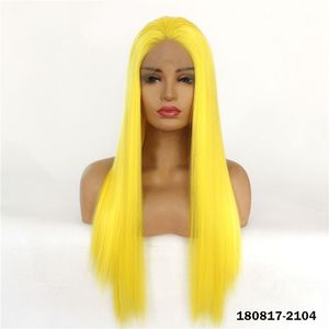 Perruque Lacefrontal synthétique Simulation cheveux humains perruques avant en dentelle 12 ~ 26 pouces couleur jaune Perruques de cheveux humains Pelucas 180817-2104
