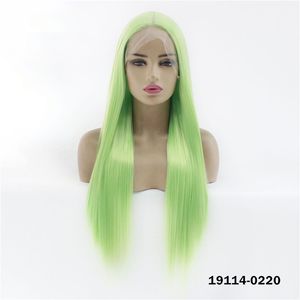 Synthétique Lacefrontal Perruque Simulation Cheveux Humains Lace Front Perruques 12 ~ 26 pouces Soyeux Droite Vert Couleur perruques de cheveux humains19114-0220