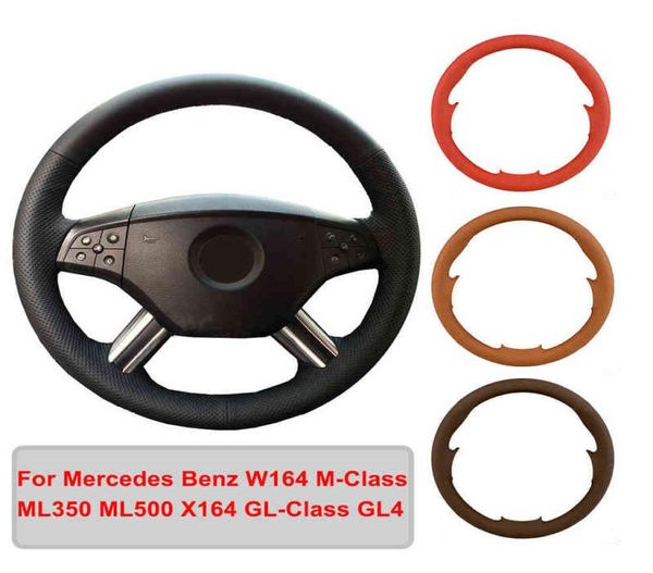 Protector de cuero sintético para volante de coche, trenza para volante de Mercedes W164 MClass ML350 ML500 X164 GlClass GL4 J2208088972901