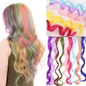 Extensiones de cabello sintético largo y rizado para mujer, postizo resistente al calor, color dorado, gris, morado, rosa y rojo