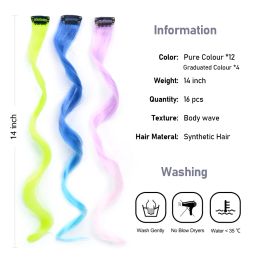 Synthétique Long Wave Rainbow Clip-in Hair Extensions Colored Highlight Clip on Hair Fake Hair Piece Clip sur Hair One Piece