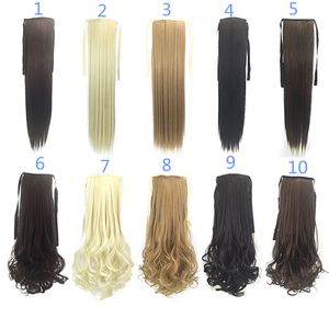 Synthetische Ponytails Clip in op Hair Extensions Pony Tail 50cm 90g Synthetische rechte haarstukken Meer 8 kleuren optioneel FZP24