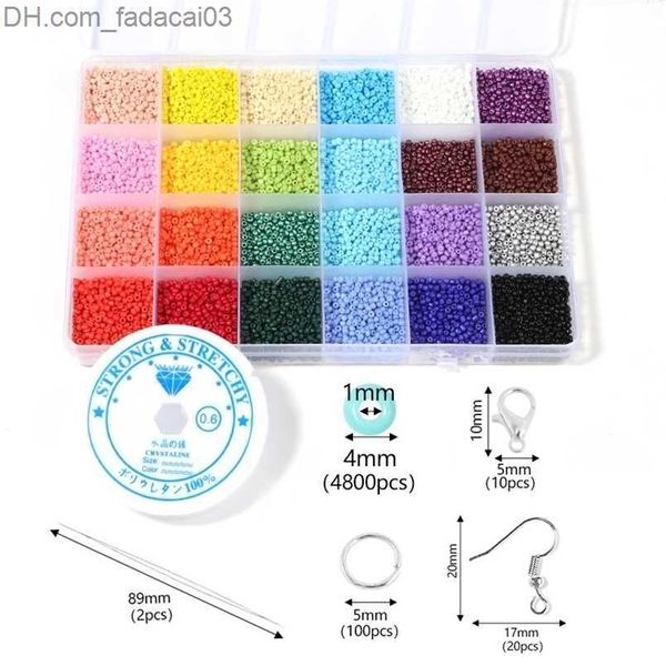 Quartz synthétique Quartz synthétique 4800pcs 4mm Kit de perles de rocaille en verre tchèque fermoir mousqueton cercle crochet d'oreille ensemble bricolage artisanat bracelet collier pour bijoux Z230630