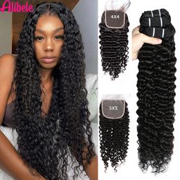 Synthétique S 5x5 HD en dentelle Clre avec des faisceaux brésiliens Brésiliens Brésiliers bouclés 4x4 Remy Humanhair Withcre 231115