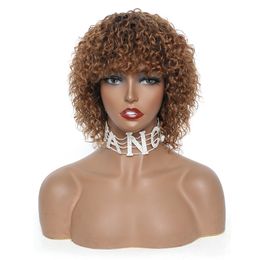 Синтетические s Бразильский Jerry Curl Короткие человеческие волосы Remy Pixie Cut BlackBlonde Afro Curly For Women 230629