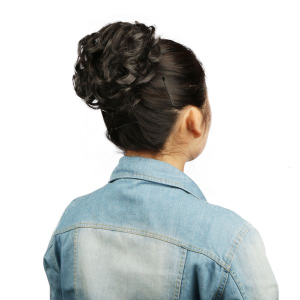 Sintético s Chignon Hair Bun Pieces Curly Scrunchie Blonde Brown Black Hairpiece para mujeres 230621