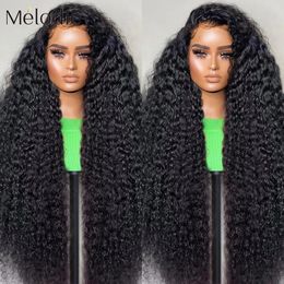 Synthétique s bouclés 13x6 HD Lace Frontal 13X4 vague profonde Transparent 10A Grade cheveux humains 220 densité sans colle 5X5 Clre pour les femmes 231114