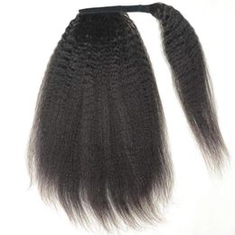 Synthetische S kinky rechte staart haarclip voor vrouwen wikkel rond magische pasta zwarte Afro staart 18 "22" 231025