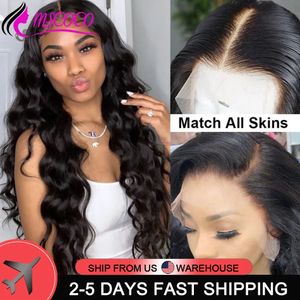 Synthetische Mscoco Lijmloos Kant Voor Menselijk Haar 13x4 Body Wave HD Transparant Frontaal 5x5 Clre 231007