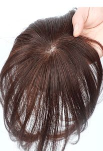 Synthetische S Skin Base Human Hair Toupee met 3 clip in 99 cm Breathable Silk Top Virgin Topper voor vrouwen No Fringe Dark Brown Color 230214