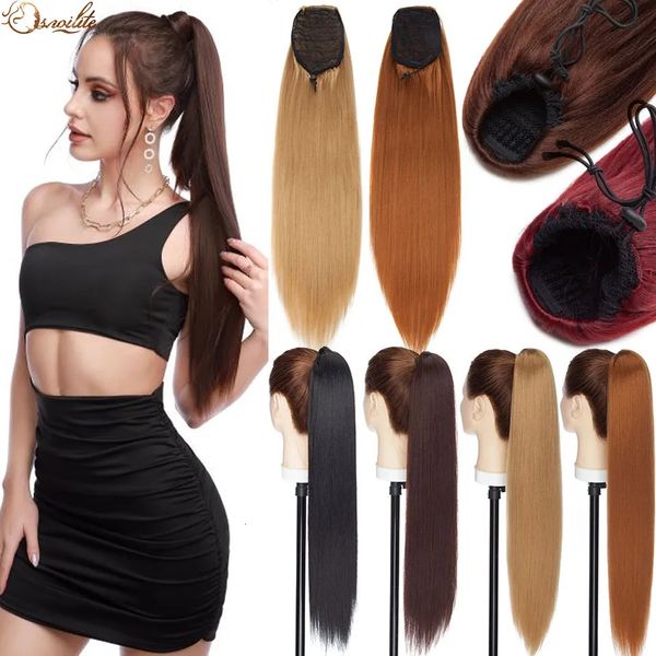 Synthétique s Snoilite 22 pouces Afro Yaki queue droite pince à cheveux cordon pour les femmes 231025