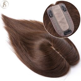 Synthétique s TESS Hair Topper 7x125cm Clip Natural 100 Human For Silk Base Clip In s 230214