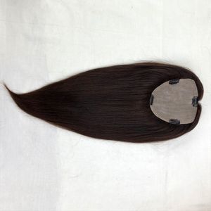 Synthetische S Virgin Human Hair Silk Top geïnjecteerde huidbasis Toupee Natural Scalpe Fine Piece Clips in Topper voor vrouwen 230214