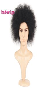 Synthétique Short Fashion Men039s Wig Afro Pinky Curly Wigs Black Yaki Hair 9691748