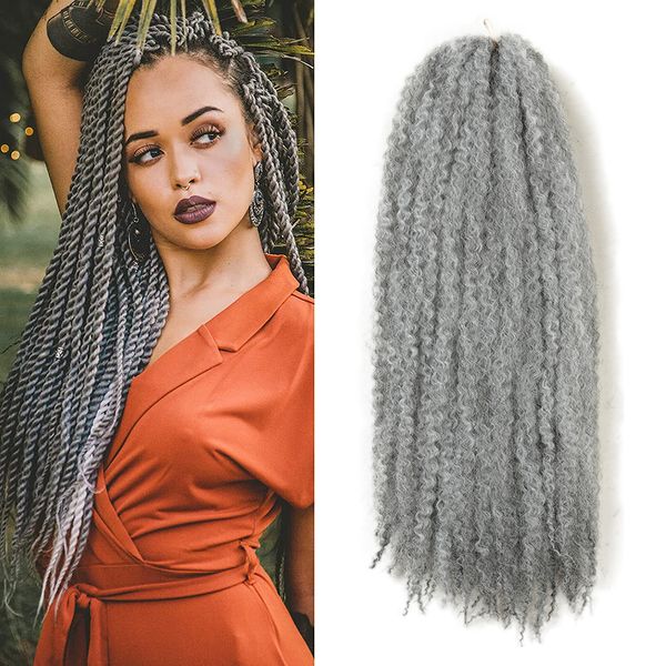 Synthétique Doux Afro Crépus En Vrac Marley Tresses Cheveux 2 Tons Couleur Gris En Gros Cubain Marley Tresse Twist Crochet Cheveux