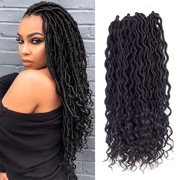 Synthétique Doux Faux Locs Crochet Cheveux Ombre Déesse Faux Locs Tresses Bouclés Extrémités Dreadlocks Ondulés Bohemian Locs Extensions De Cheveux