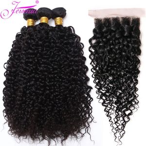 Perruques synthétiques 12A Mongol Afro Kinky Curly 3 Bundles avec fermeture Bundles de cheveux humains avec fermeture HD Bundles d'armure bouclée profonde avec fermeture 231211