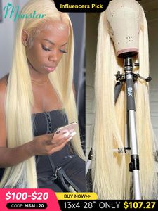 Synthetische Pruiken 13x4 13x6 360 613 Honingblonde Kleur Lace Front Menselijk Haar voor Vrouwen Transparant braziliaanse Rechte Frontale 230922