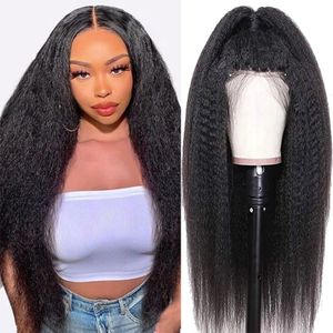 Perruques synthétiques 13x6 Hd Kinky Straight Wig 13x4 Lace Frontal Glueless Yaki Cheveux Humains 30 Pouces Brésiliens Remy PrePlucked Pour Femmes 230821