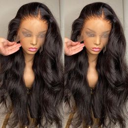 Perruques synthétiques 13x6 HD Transparent Body Wave Lace Front Perruques de cheveux humains 180% brésilien Remy 30 pouces humide et ondulé 360 Lace Frontal Wig pour les femmes 230225